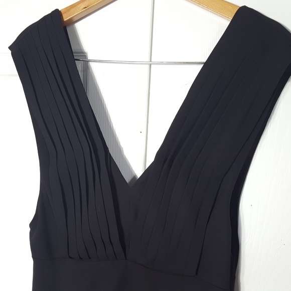 Topshop Pleated Plunge Pinafore Midi Black Dress - Picture 4 of 7